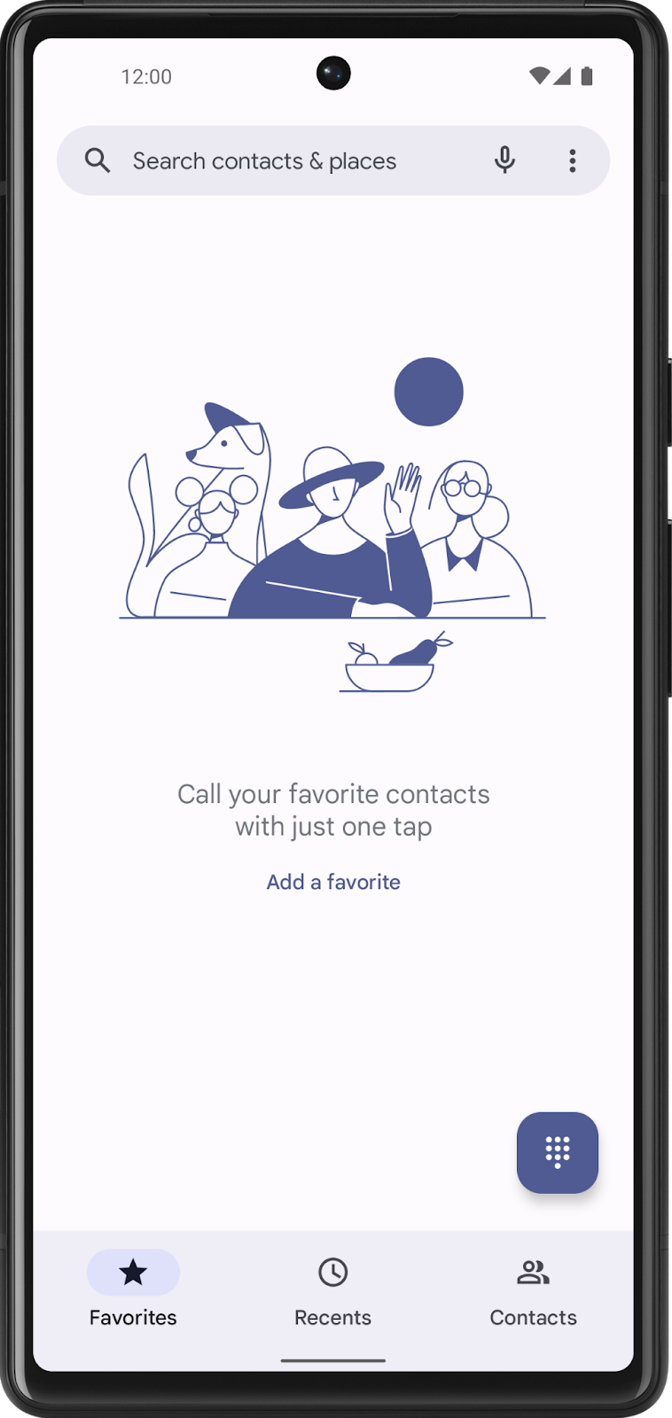 phone screen showing contacts app
