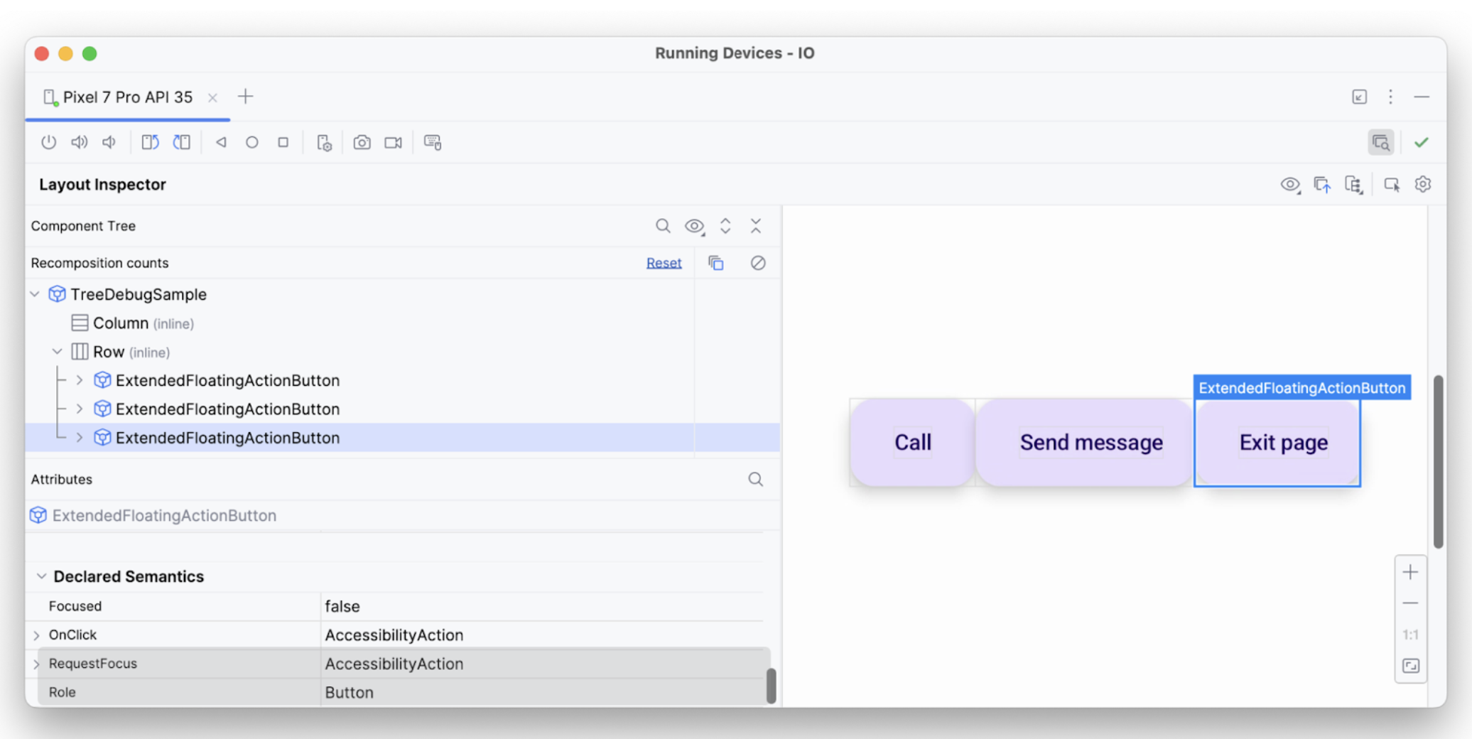 Layout Inspector: terceiro elemento com todas as APIs.