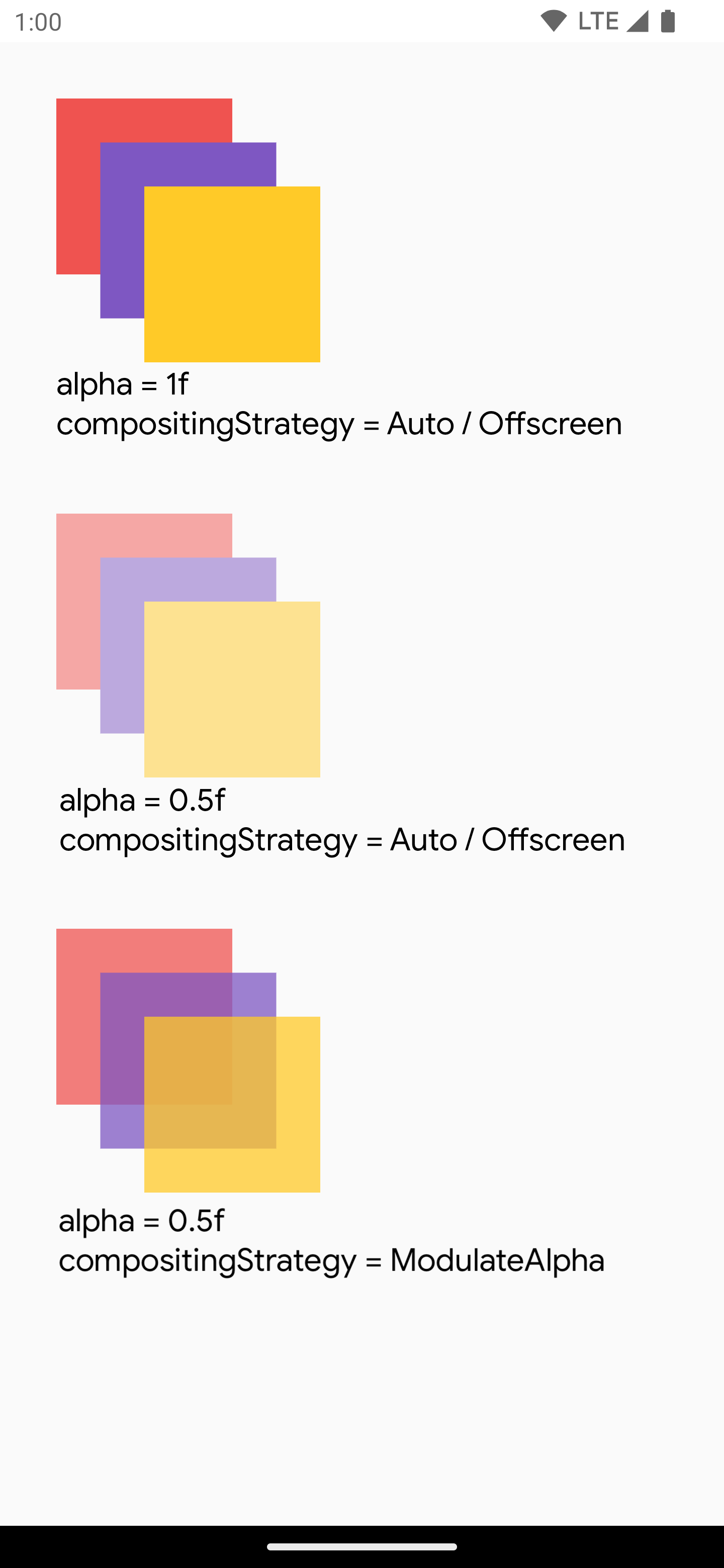 ModulateAlpha applica l'alpha impostato a ogni singolo comando di disegno