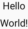 عناصر Hello World النصية القابلة للإنشاء مكدّسة فوق بعضها البعض في عملية تنفيذ FlexBox الأساسية