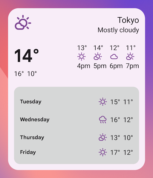 Widget avec le thème clair