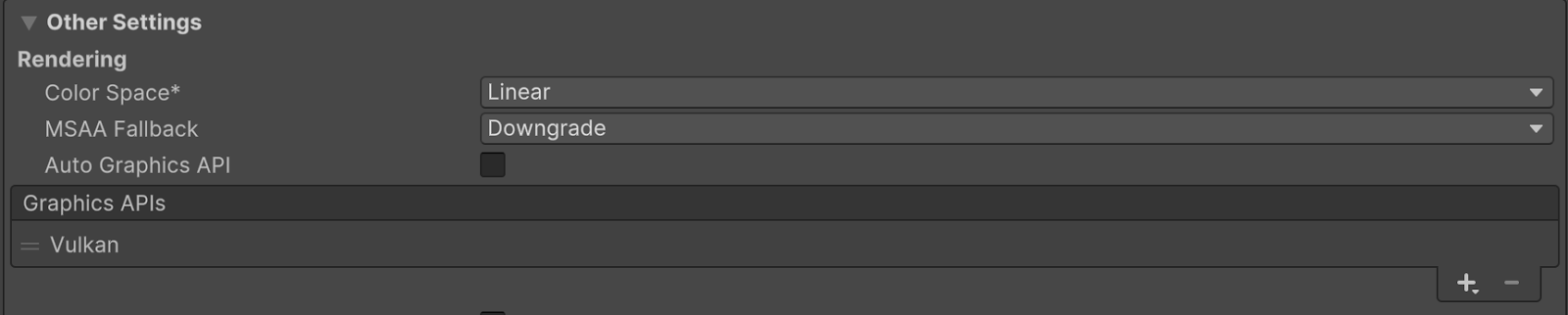 Beispiel für das Ändern der Grafik-API-Einstellungen in der Benutzeroberfläche